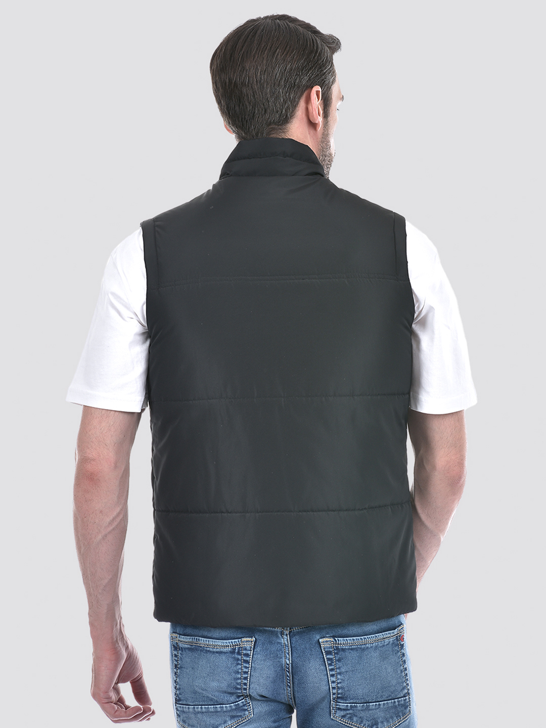 Numero Uno Men Black Sleeveless Puffer Jacket